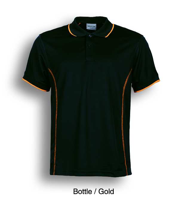 BOTTLE GOLD, Polo Shirt, UPF: excellent protection, 160gsm, 100% breezeway polyester fabric,  Breathable, Draws Sweat from Body, Quick Dry